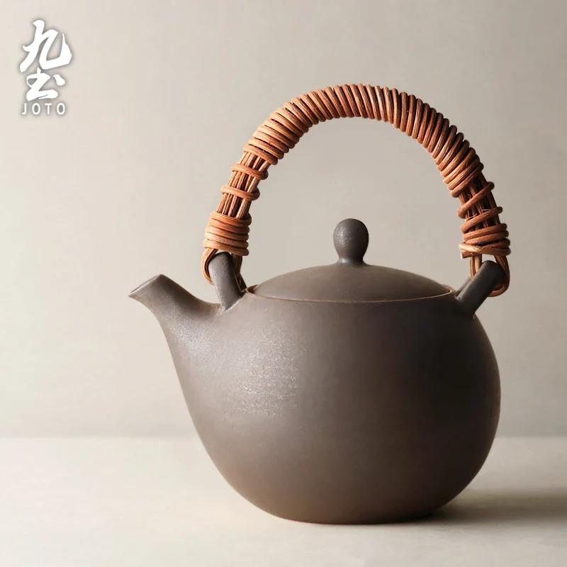 

Vintage Pottery Teapot Cover Art Samovar Chinese Kung Fu Teapot Tea Infuser Clay Pot Pitcher of Water Kitchen Accessories темно-коричневого кольору