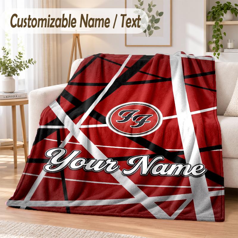 Foo Fighters Custom Name Flannel Throw Blanket Soft Warm for Sofa Bed Indoor Home Use