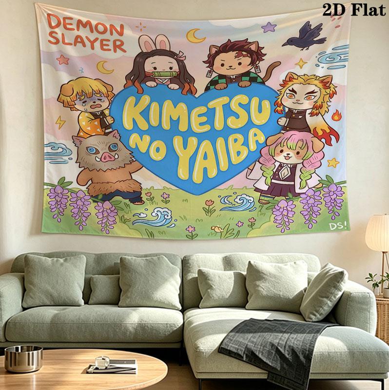 Arazzo da Parete Demon Slayer Appeso Estetico alla Parete Coperta in Tessuto Stampato Arazzi Decorativi per Camera da Letto Soggiorno Decorazione per la Casa