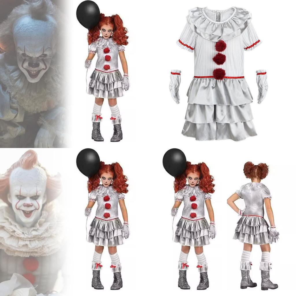 Halloween It Clown Role Playing Costume Set Children Dress For Costume Party
