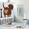 Funny Cute Dachshund Dog Bathroom Curtains Set Shower Curtain Set Cartoon Sausage Dog Bath Mat Rugs Butt Dog Animal Home Decor