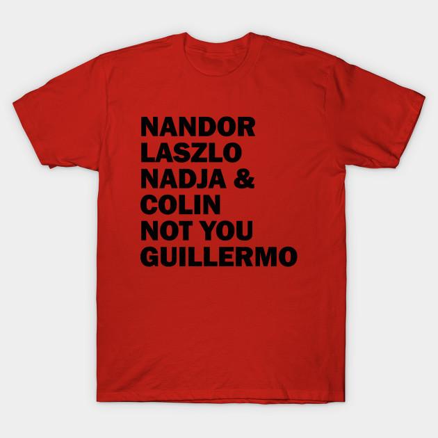 

Men Black Print T-shirt Nandor Laszlo Nadja And Colin Not You Guillermo No-Cut Transfer Paper Print Cotton Tshirt 2XL червоний