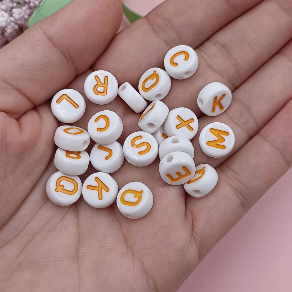 100Pcs 10mm For Jewelry Making DIY White Colorful Letter Loose Beads Necklace Bracelet Pendant Candy Color