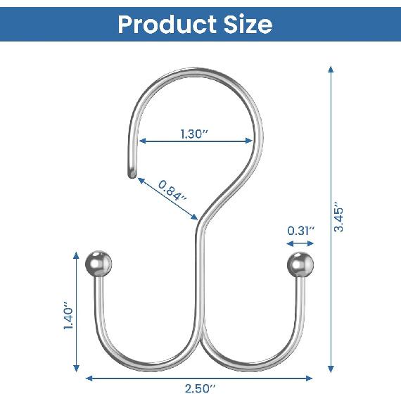 Chrome Shower Curtain Hooks Double Sided,Rust Proof Double Shower Curtain Rings for Bathroom Shower Rods, Anti-Drop Double Shower Rings for Curtain,