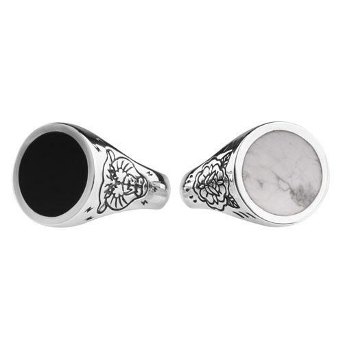 Anonymous Artisan Panther Flower Houllite Ring
