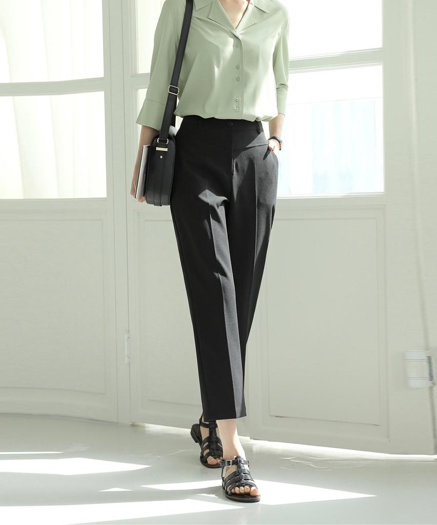 Ppaeppae Back Elastic Cut Semi-Baggy Stretch Slacks