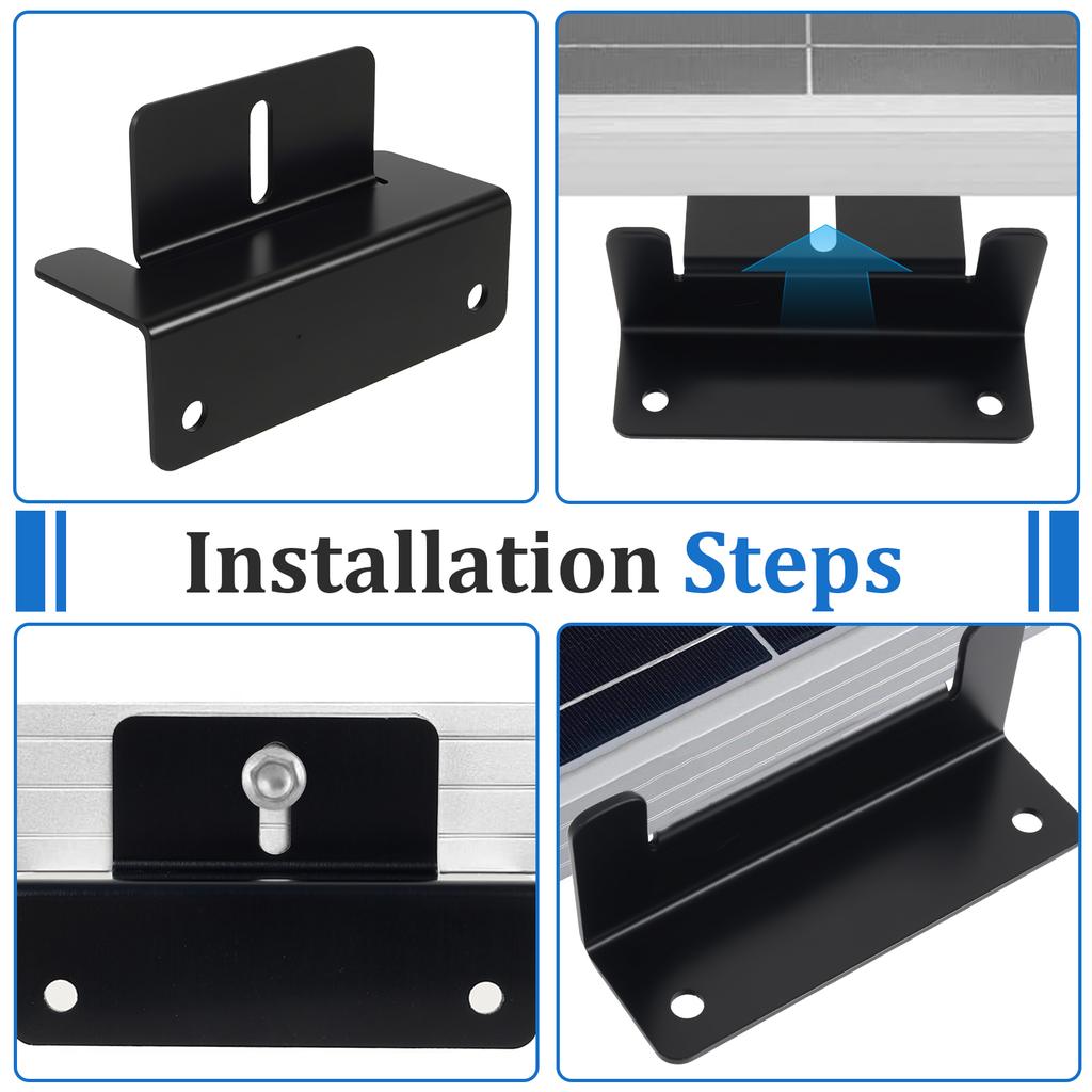 8Pcs Solar Panel Mounting Bracket Aluminium High Strength Roof Solar Panel Z Bracket with Nuts & Screws for Motorhome Boat Wall