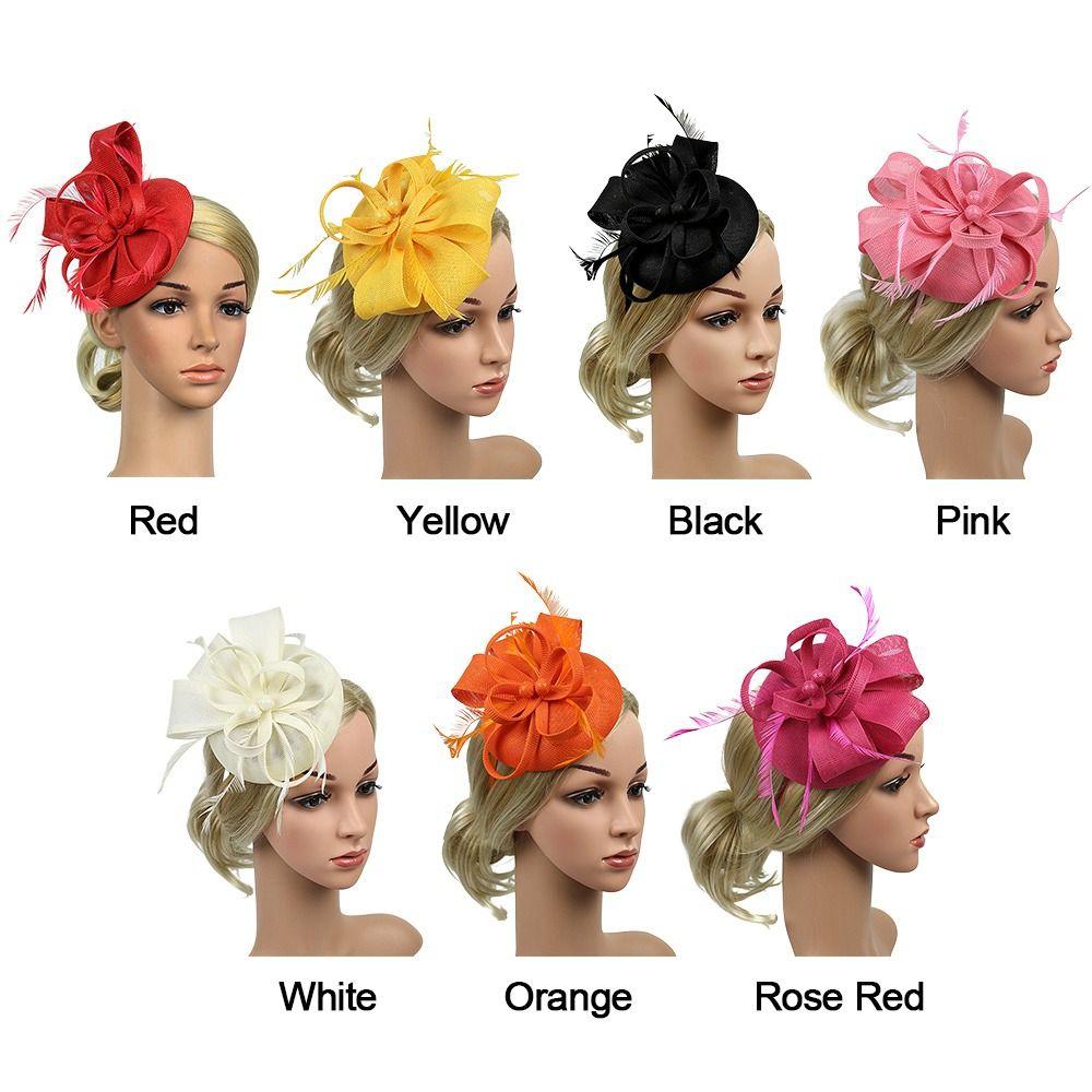 Feather Fascinator Caps Flower Makeup Prom Elegant Hair Accessories  Women