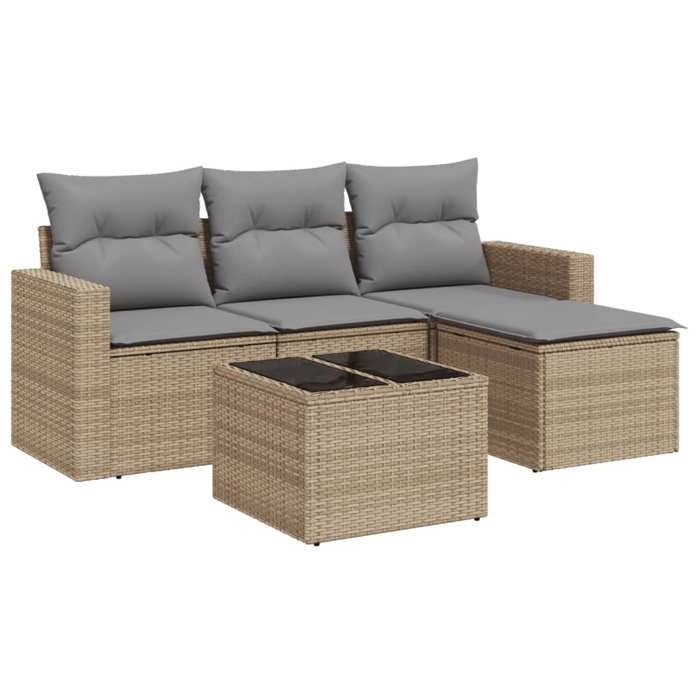 VidaXL Garden Lounge Set with Cushions 5 Pcs Beige Braided Resin 3218869
