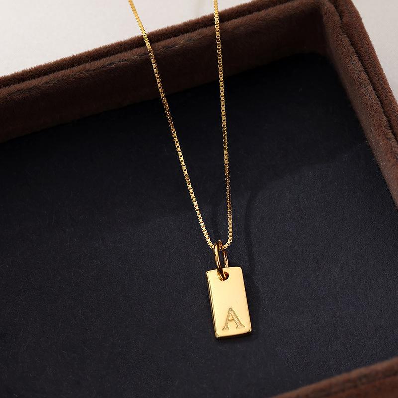 Banyan Tree Sterling Silver Square Letter Pendant Necklace