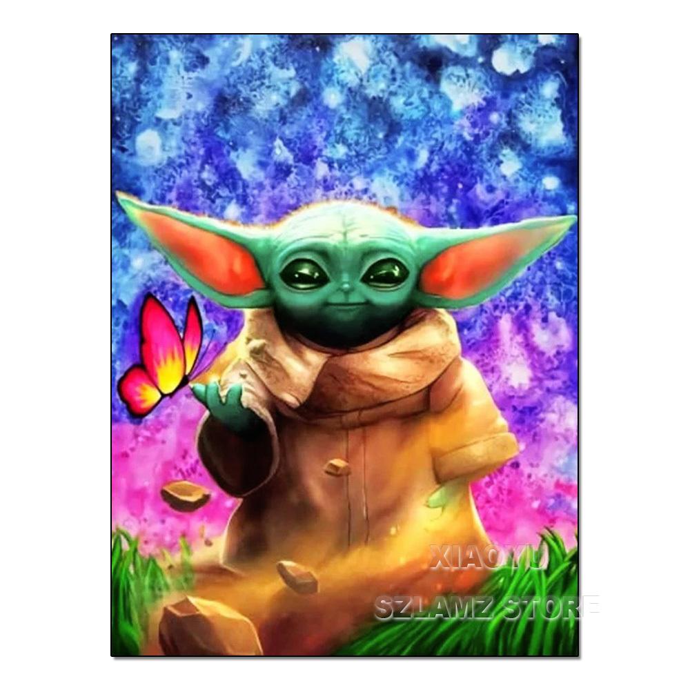 Diamond Painting Yoda Rhinestone Picture Cartoon Full Round Drill Mosaic Embroidery Mandalorian Home Decor Gift