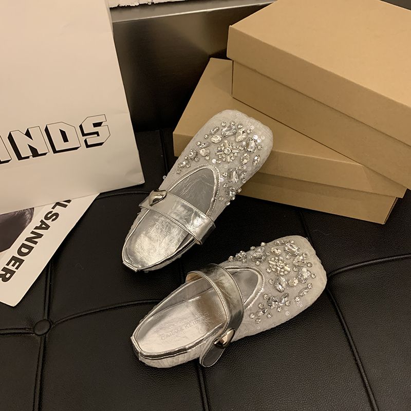 

Fashion Shoes for Women Rhenstone Outside Slides Flat Sandals Woman Mules Slippers Designer Luxury Comfortable and Elegan Summer Sale 39 35