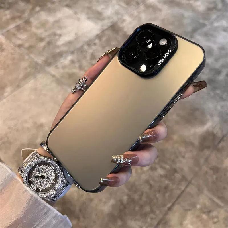 Luxury Plating Matte laser Phone Case For iPhone 16 Pro Max 15 14 13 12 11 Plus X XS XR Fashion Shockproof Bumper Cases Cover