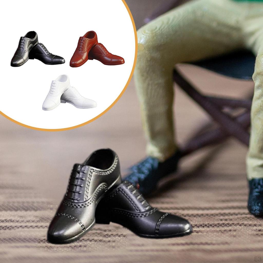 1/6 Doll Shoes Men's Shoes, Decorative, Wearable, Mini, Toy Model Dress up Miniature for 12