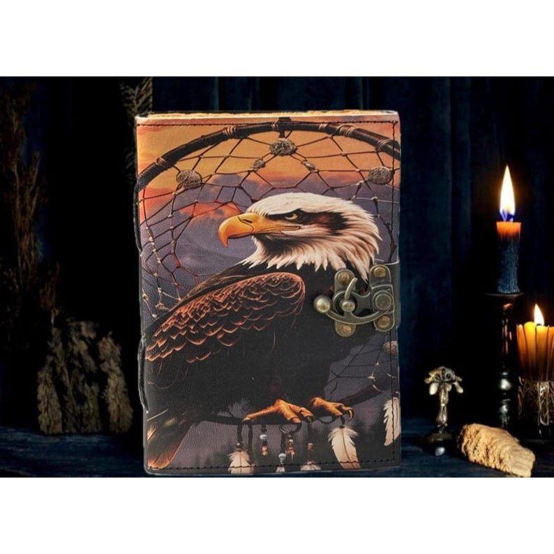Leather Journal Bald Eagle Blank Spell Book Of Shadows American Eagle Printed Vintage Leather Journal Old Deckle Edge Paper
