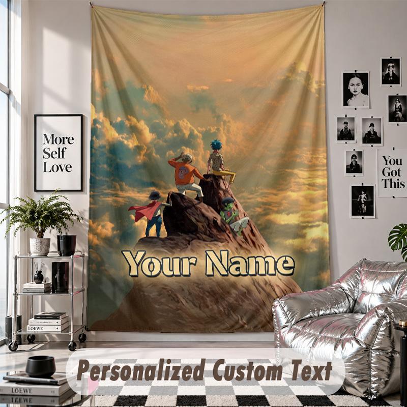 Custom Tapestry Wall Hanging, Gorillaz Personalized Name Text Home Wall Decor