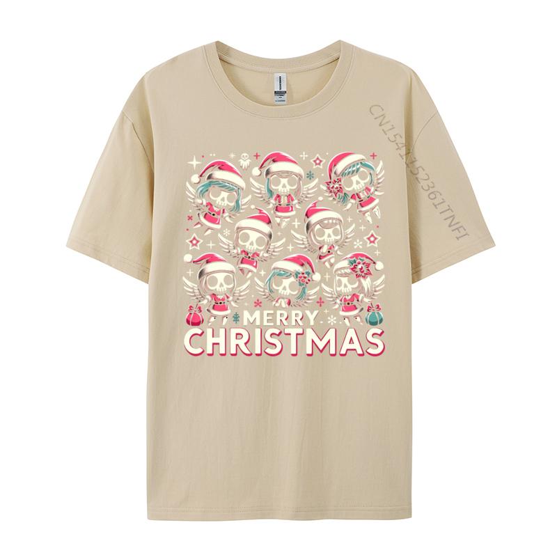 Kawaii Skull Christmas Angels Cute Goth Holiday Merry Xmas TShirts Printed On Adult TShirts Cute New Year Day