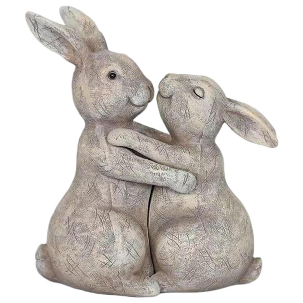 Animal Love Statue Fox Rabbit Hug Sculpture Resin Courtyard Garden Landscape Wedding Anniversary Gift Home Decor