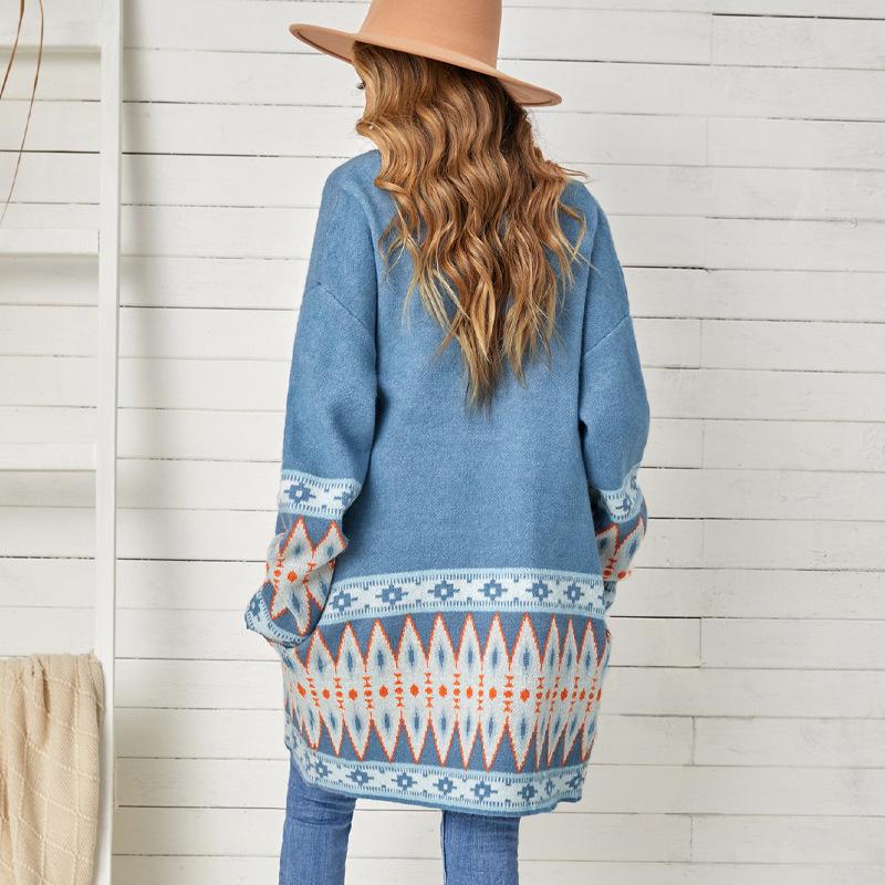 Strickmuster Mittellanger Cardigan-Pullover