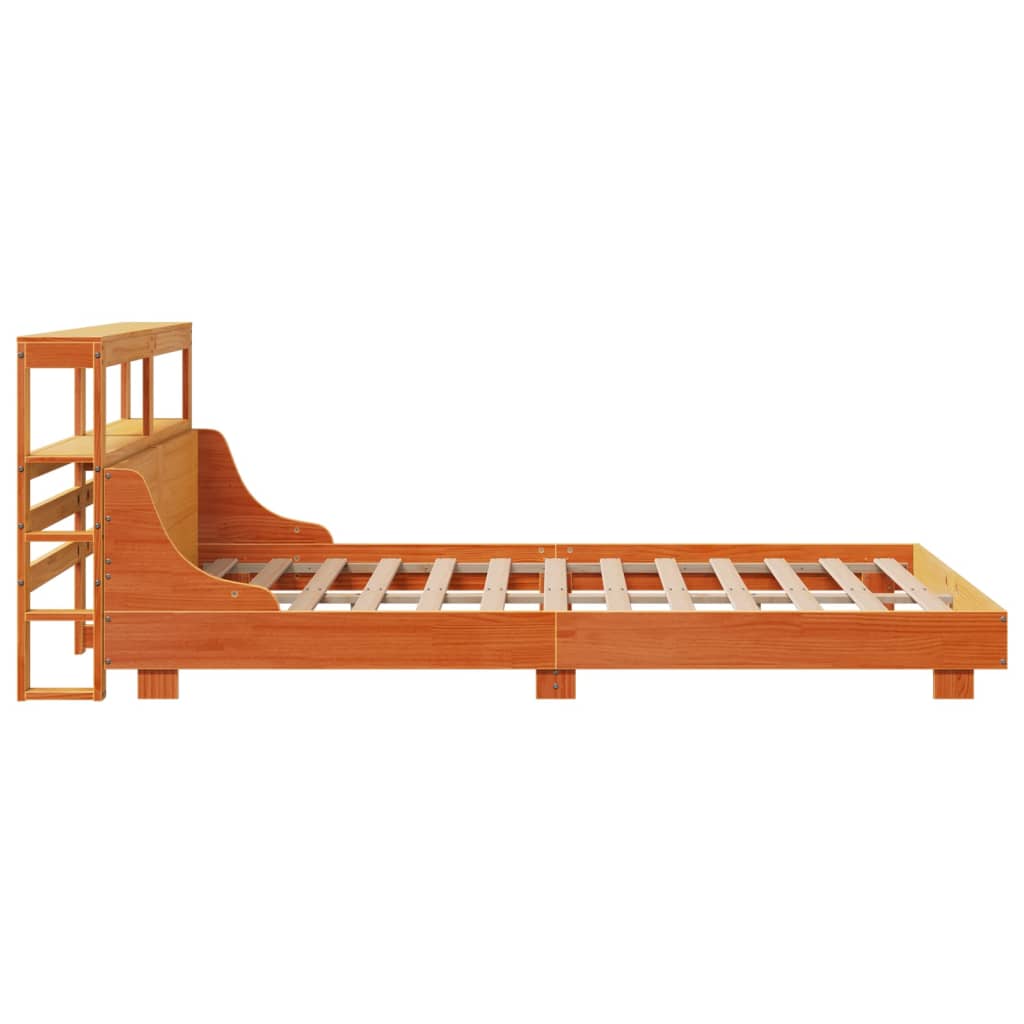 Vidaxl Bed Frame Without Mattress, Waxed Brown, 150X200 Cm, Solid Pine