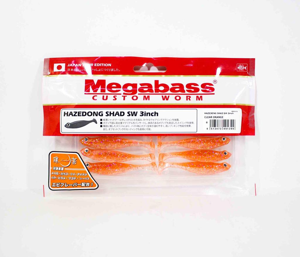 Megabass Weichköder Hazedong Shad SW 3 Zoll Klar Orange (1399)