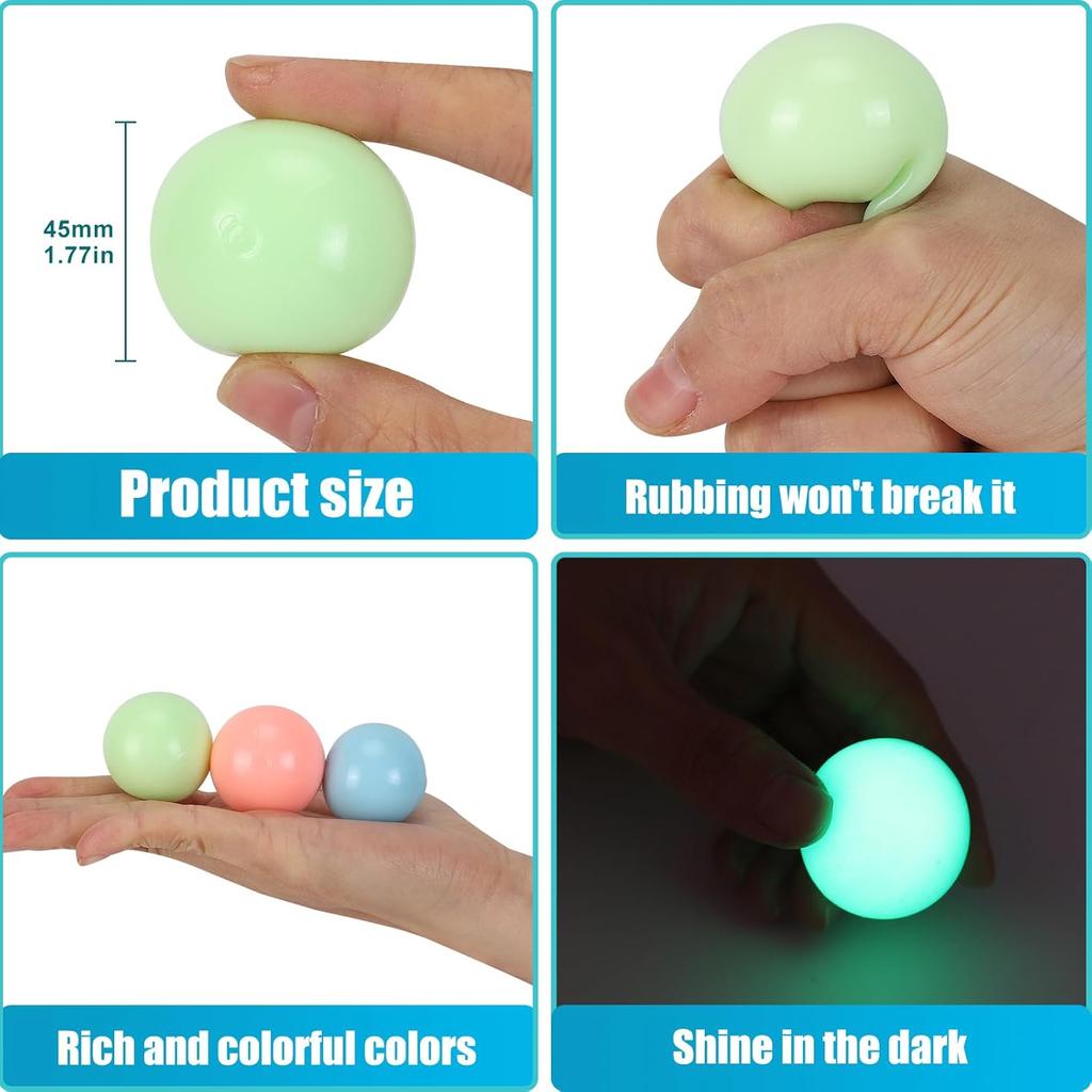 3pack Dream Balls,Glow In The Dark Sticky Balls That Stick To The Ceiling,Stress Relievers Stress Balls for Kids and Adults,Elevated Balls,ASMR Cool