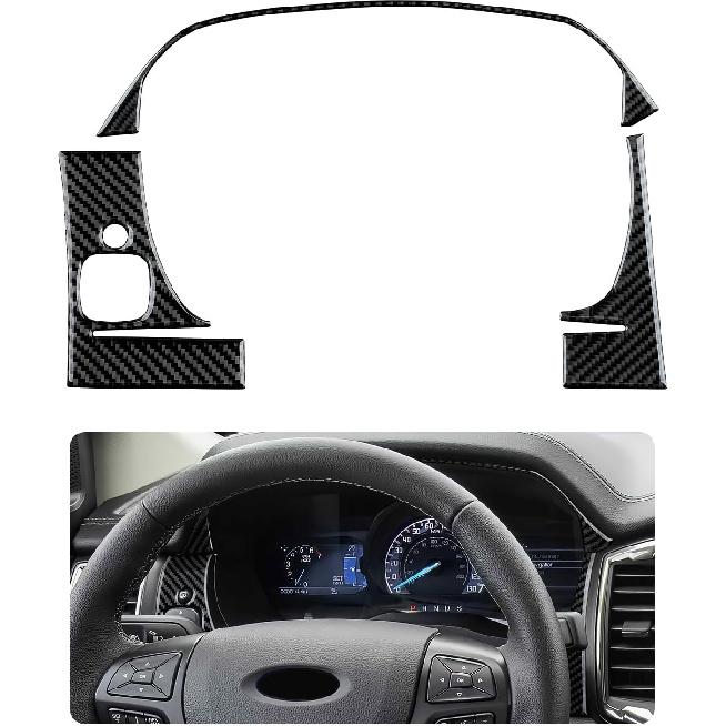 Car Carbon Fiber Dash Center Control Panel Cover Trim Interior for Ford Ranger      XLT Lariat XL Accessories