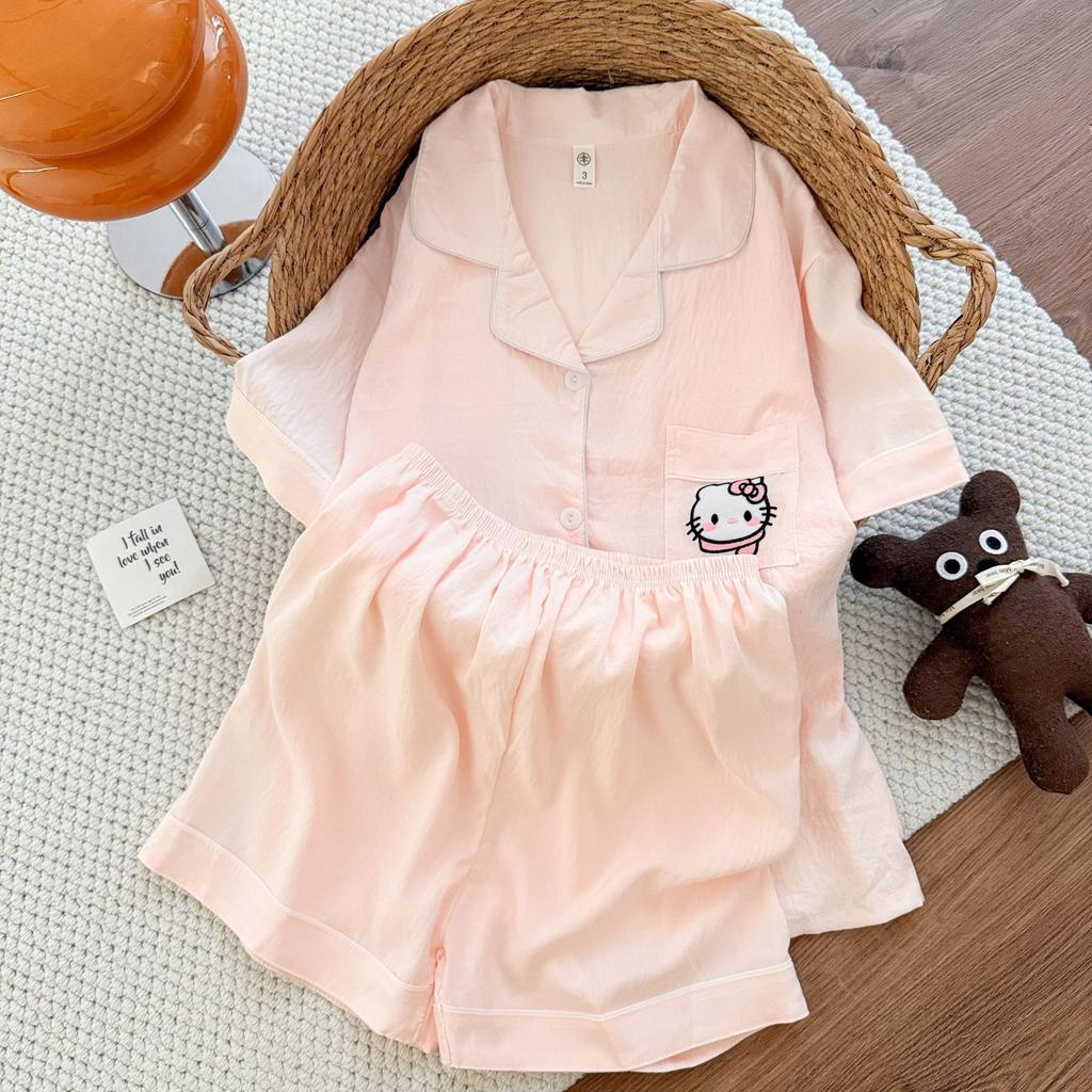 Summer New Pajamas Women's Short-sleeved Shorts Thin Cloud Cotton Cartoon Cute Large Size Korean Version Loungewear