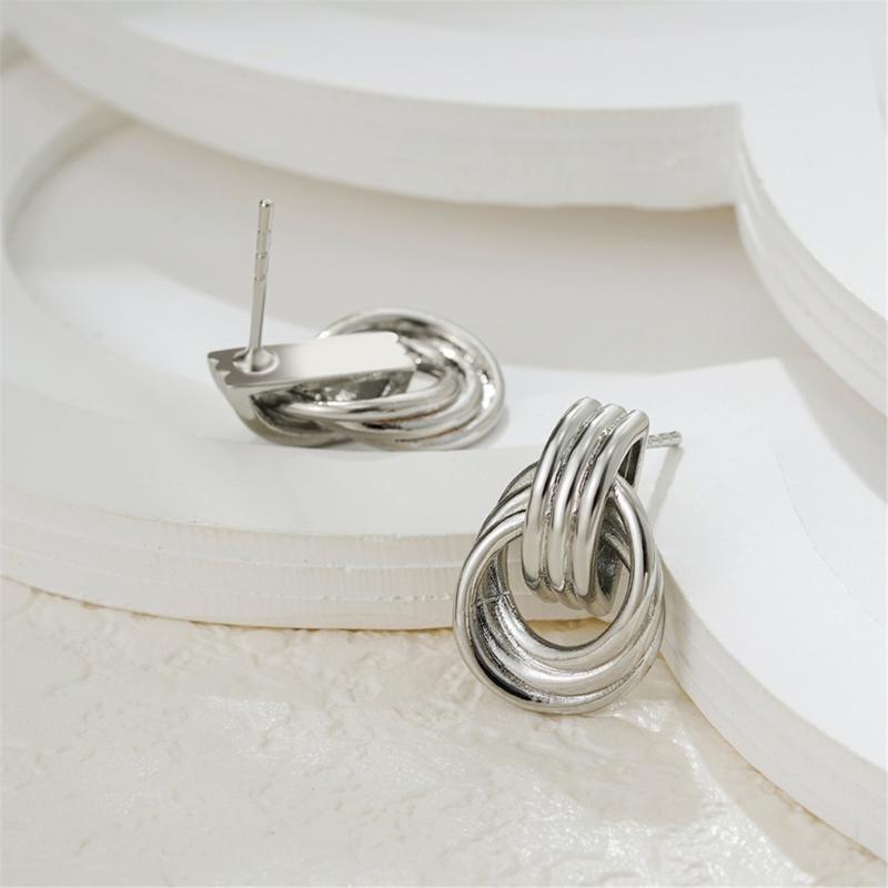 Boucles d'oreilles Clous Élégantes Bijoux de Fête Texture Acier Inoxydable Parfaites pour Rehausser l'Élégance pour le Bureau ou une Soirée