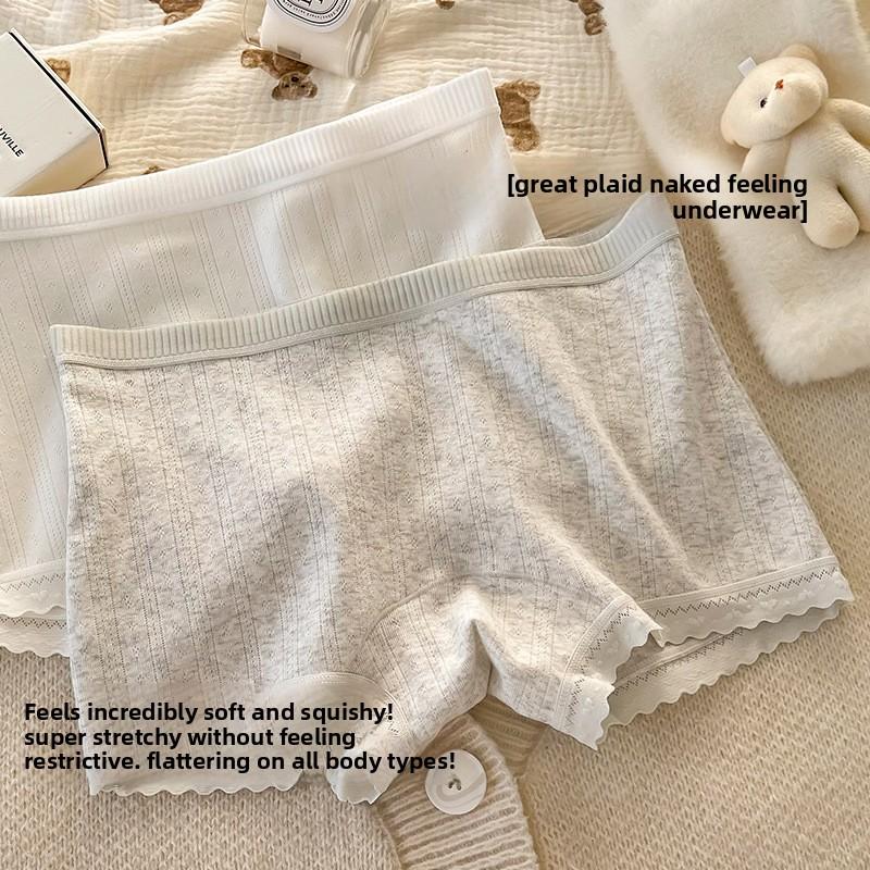 Women's Summer Cotton 10A Antibacterial Cotton Extended Crotch Mid Waist Flat Angle Briefs