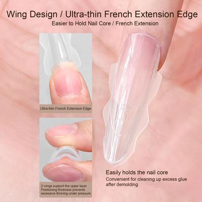 Nail Forms 180 Pieces Clear Sandwich Structure Beauty Supplies Coffin Nails Tips for Family Friends Pedicure Beauty Makeup Salon