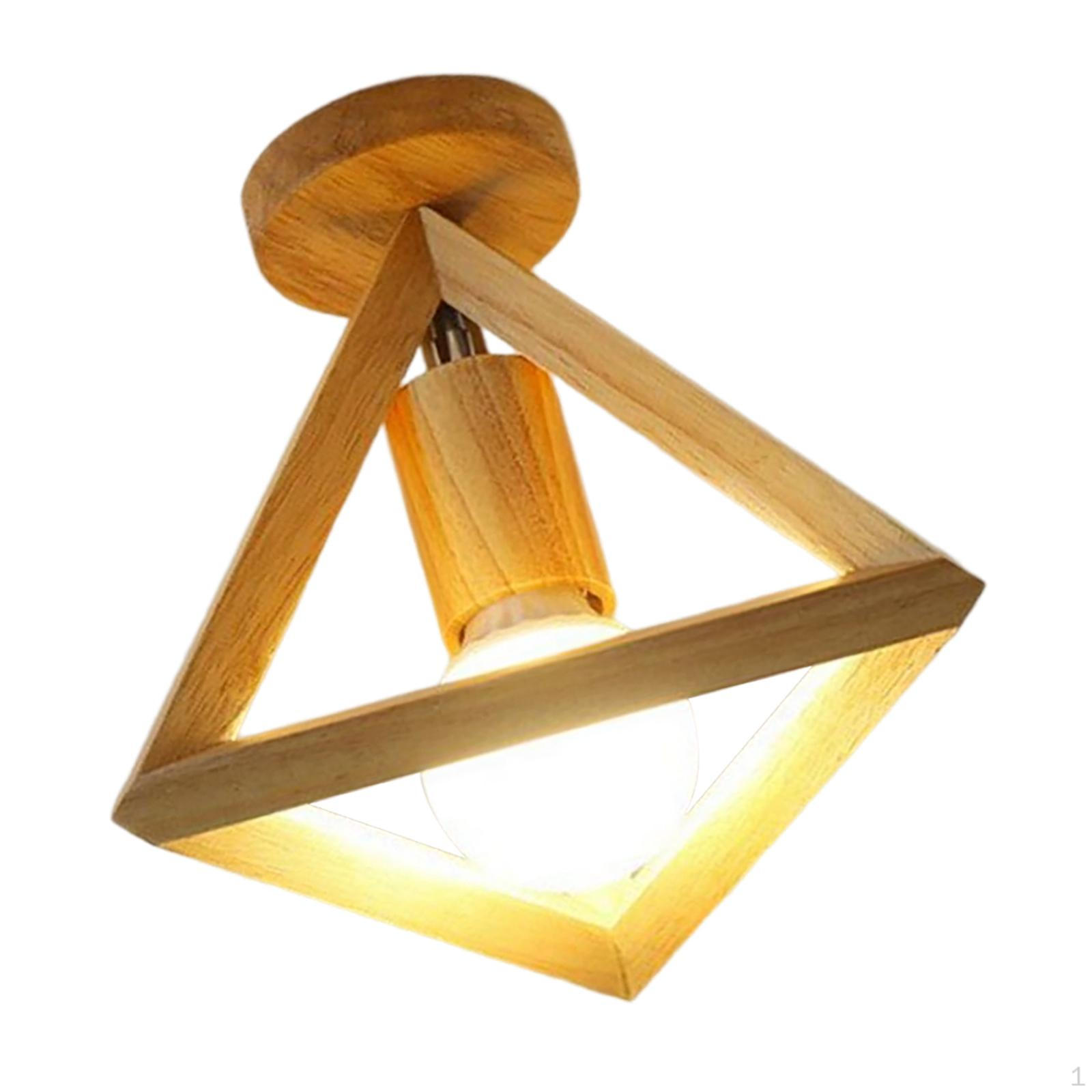 

Современный светодиодный потолочный светильник E27 Cage Semi Flush Mount Wooden Lamp для коридора отеля Aisle Triangle