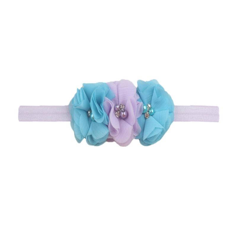 New Children's Three Chiffon Bead Flowers, Candy-colored Baby Elastic Headband, Baby Elastic Headband