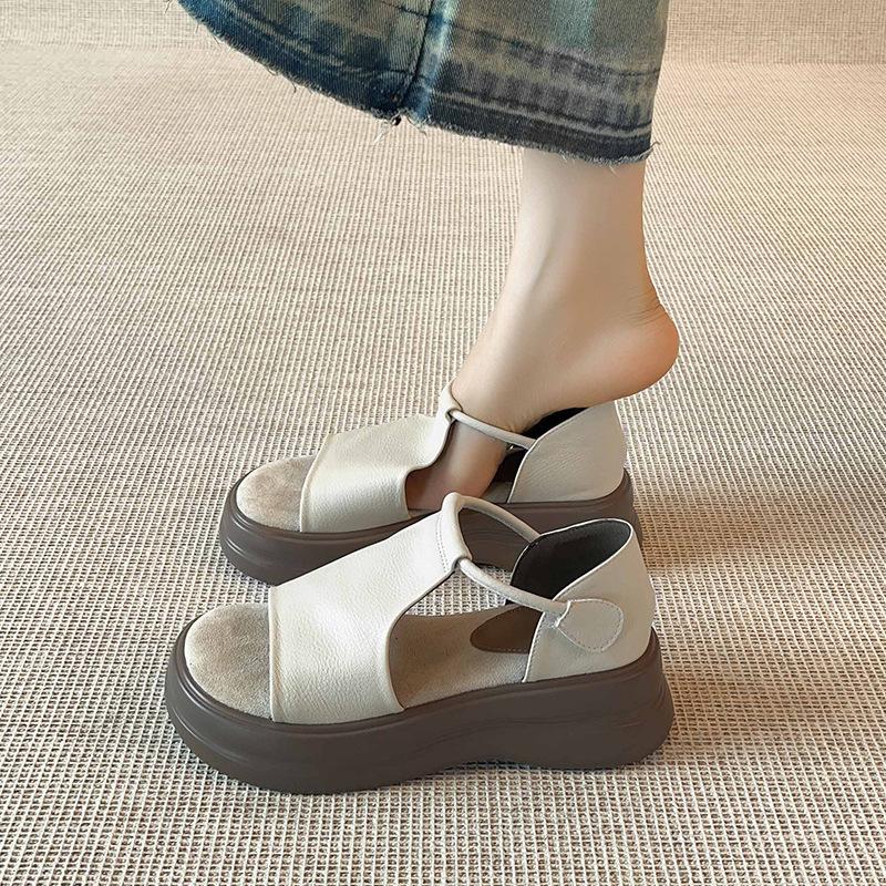 Spot!! Retro casual platform open-toed beautiful sandals women's summer new versatile soft-soled heightening Roman shoes