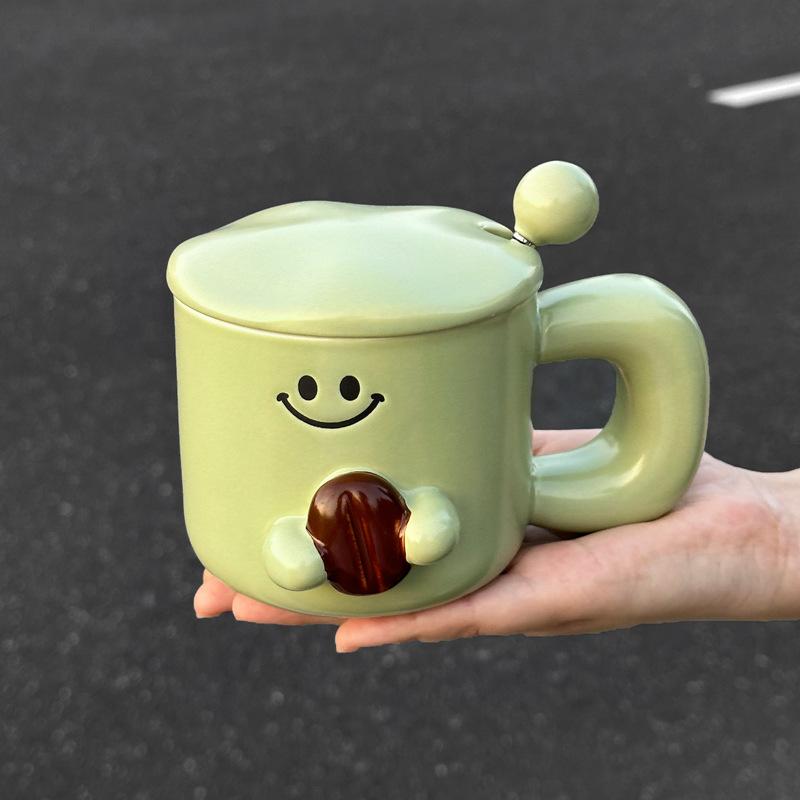 

Подарок на день рождения для девочки, чашка высокой ценности, милая кофейная кружка для завтрака с крышкой и ложкой, креативная керамическая чашка для питья 401-500ml