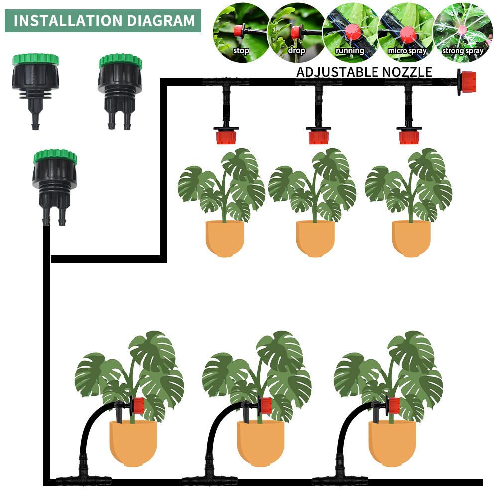 5-50M Drip Irrigation with 1/4" Nozzles for Flower, Automatic Garden Watering System Kit,Vegetable, Bonsai, Pot Plants & Lawn