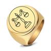 Stainless Steel 22MM Retro Balance Scale Ring - Laser Engraved Smooth Round Design
