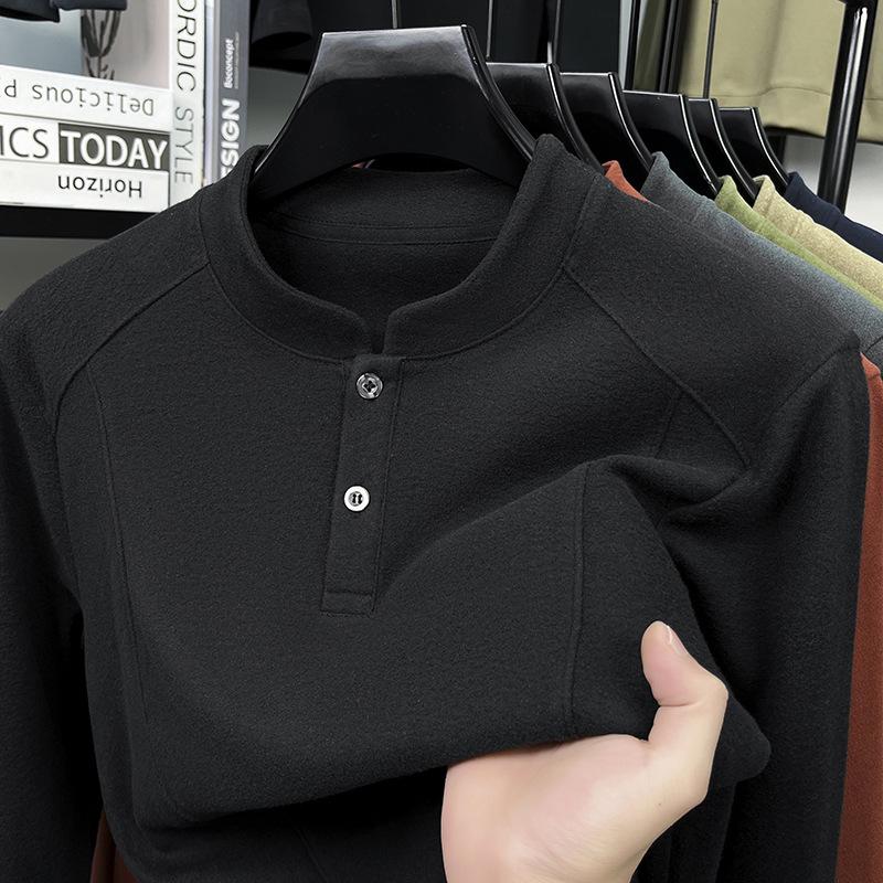

Men s Thermal Fleece Long Sleeve Henley Collar Sweatshirt for Autumn/Winter 160/M (95-115 lbs) чорний