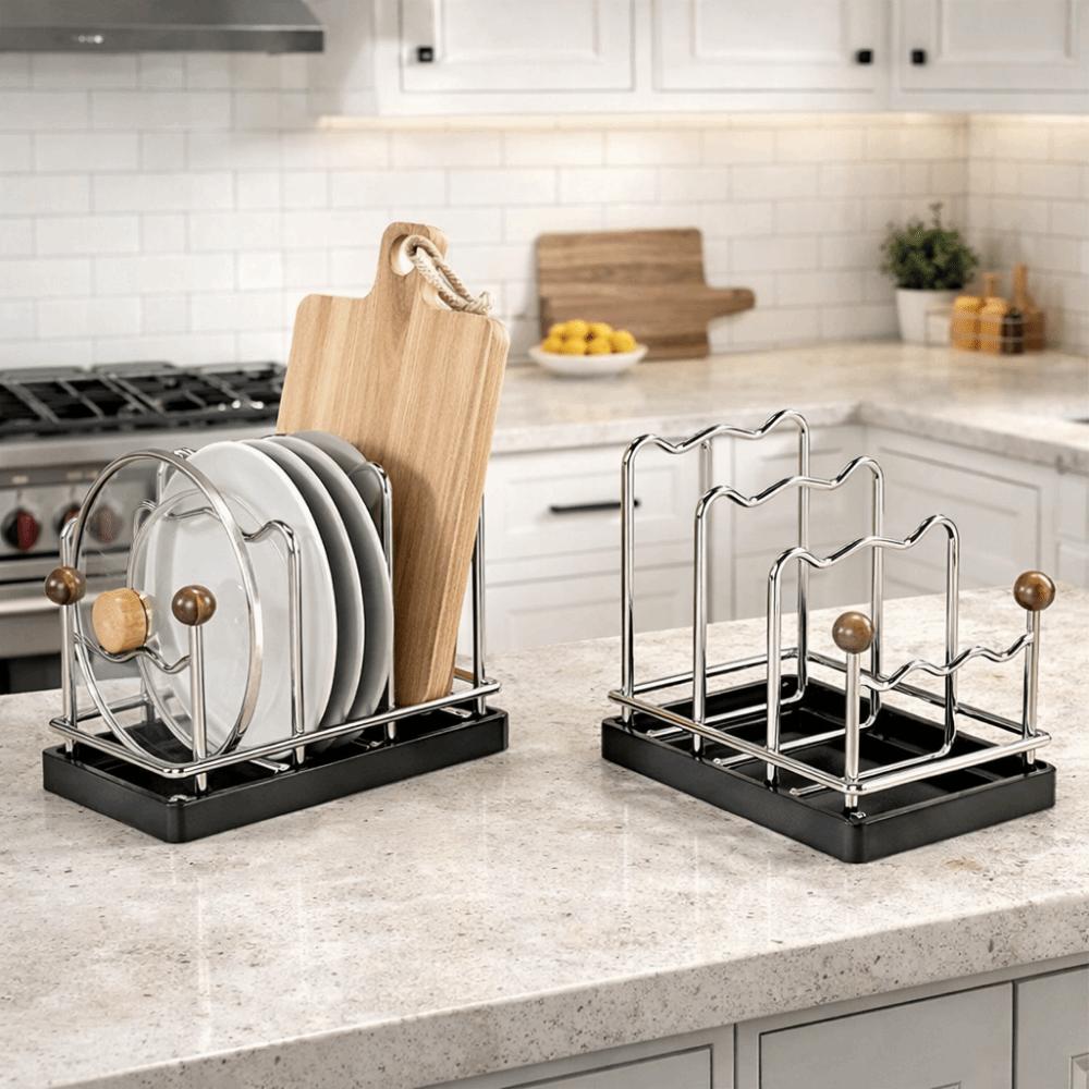 Mehrschichtiger Topfdeckel-Aufbewahrungsständer Vertikaler Schneidebrett-Halter Schneidebrett-Organizer Teller