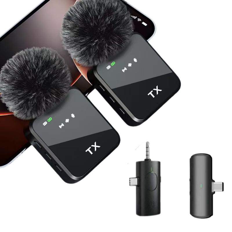 1 Ensemble Mini Microphone Sans Fil Pour Interviews Vlog Microphone Anti-Bruit À Clipser Pour Téléphone Android Caméras