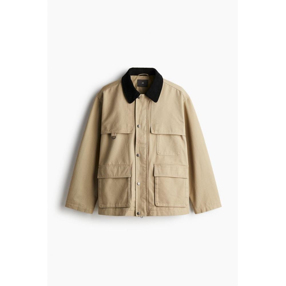 H M Loose Fit Utility Jacket Beige