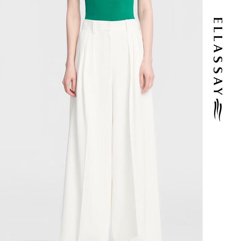 ELLASSAY Pleated Wide-Leg Straight Loose Trousers for Women