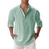Men's Casual Loose Stand,up Collar Sweatshirt, Men's ,color Long,sleeved Cotton And Linen Shirt Top