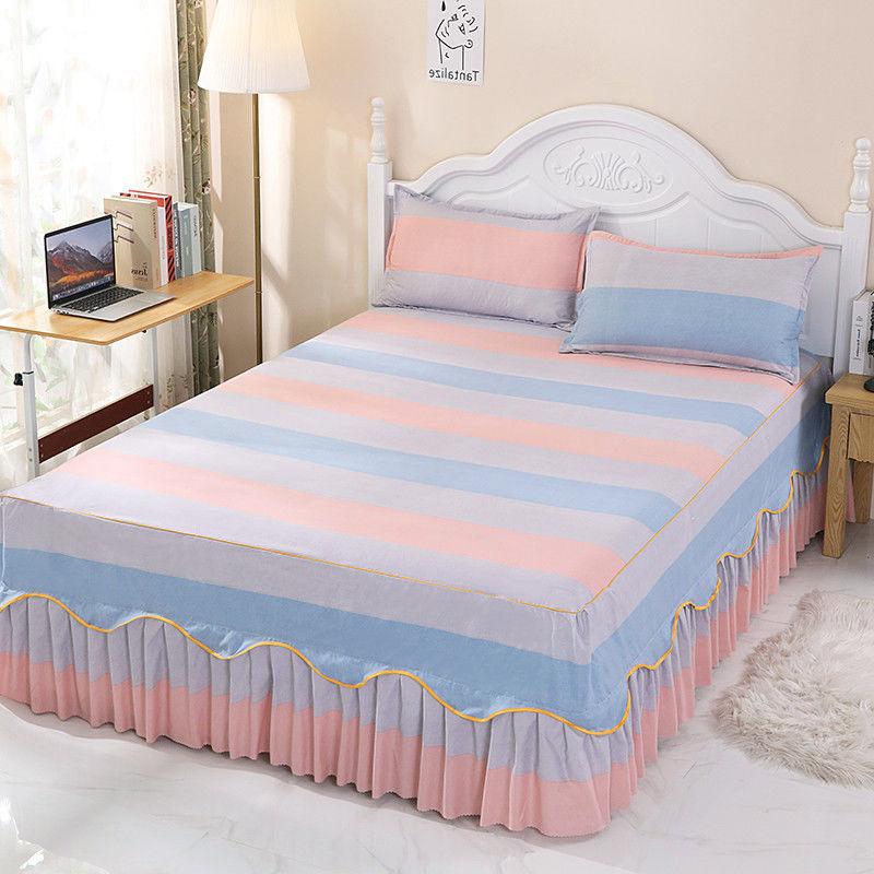 Non-slip Bed Skirt with 2 Pillowcases High Quality Simmons Protective Cover Soft Bedspread for Home