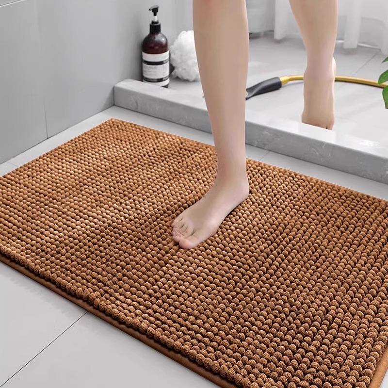 Chenille Bath Mat Non-Slip Backing Plush Soft Absorbent Rug for Bedroom Bathroom Entryway Machine Washable Home Decor