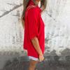 Women Shirt Lapel Short Sleeve Buttons Placket Shirt Tops Solid Color Loose Fit Thin Office Casual Shirt