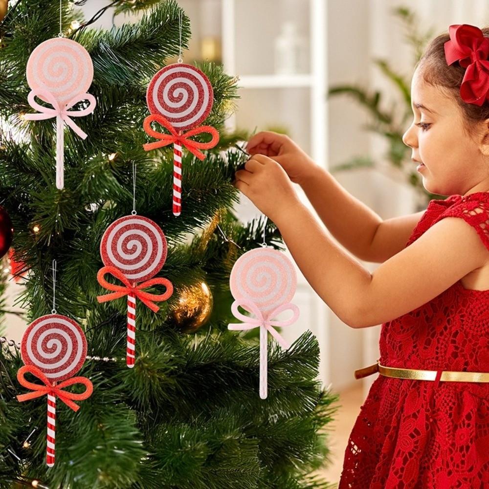Bow Simulated Lollipop Red Pink Christmas Tree Decoration  Christmas Tree