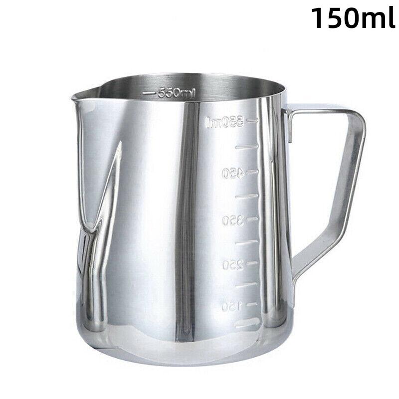 

Питчер для вспенивания молока для кофе эспрессо из нержавеющей стали 304, чашка для латте-арта, кувшин с острым носиком и мерной шкалой 150ml