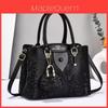 Bolso de Mano Brillante para Mujer con Diseño de Empalme y Estampado de Serpiente con Colgante, Bolso Pequeño para Uso Diario