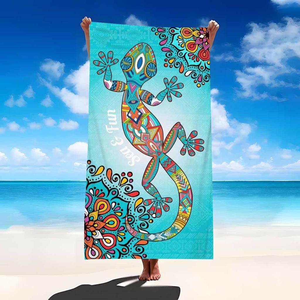 Un Telo da Spiaggia Bohemian a Tema Geco Che Crea un'Atmosfera Tropicale, Asciugatura Rapida e Morbido, con Ottima Assorbenza, Realizzato in Ultra